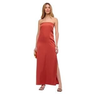 knee length dresses for ladies Pink Flame Strapless Chiffon Trapeze Gown